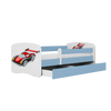 Kocot Kids Pat din pal pentru copii, Racing Car II Albastru / Alb