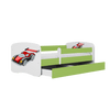 Kocot Kids Pat din pal pentru copii, Racing Car II Verde / Alb