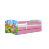 Kocot Kids 140 x 70 cm Pat din pal pentru copii, Safari I Roz / Alb