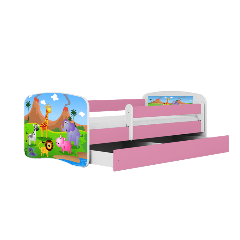 Kocot Kids Pat din pal pentru copii, Safari II Roz / Alb