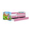 Kocot Kids Pat din pal pentru copii, Safari II Roz / Alb