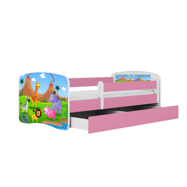 Kocot Kids Pat din pal pentru copii, Safari II Roz / Alb