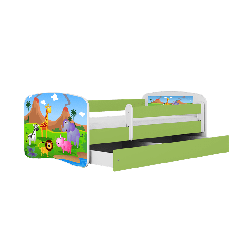 Kocot Kids Pat din pal pentru copii, Safari II Verde / Alb