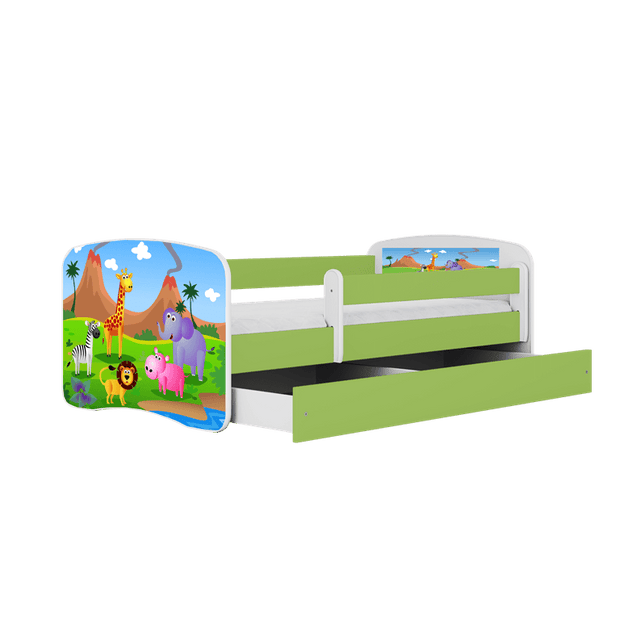 Kocot Kids Pat din pal pentru copii, Safari II Verde / Alb