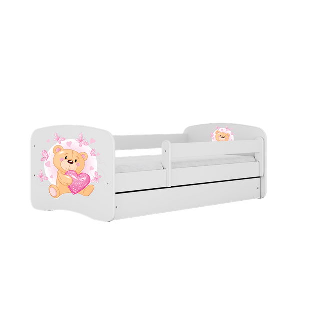 Kocot Kids 140 x 70 cm Pat din pal pentru copii, Teddybear Butterflies I Alb