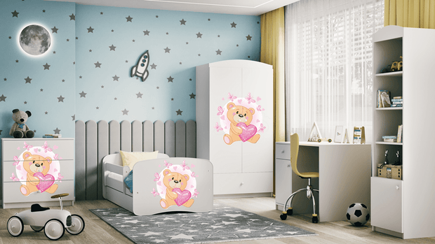 Kocot Kids Pat din pal pentru copii, Teddybear Butterflies I Alb