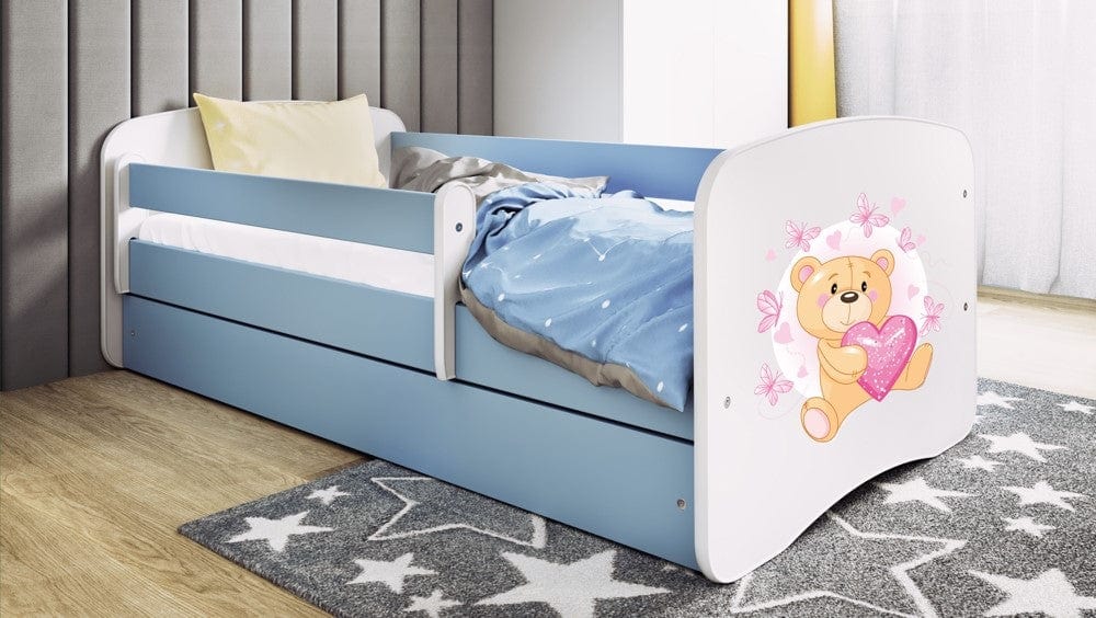 Kocot Kids Pat din pal pentru copii, Teddybear Butterflies I Albastru / Alb