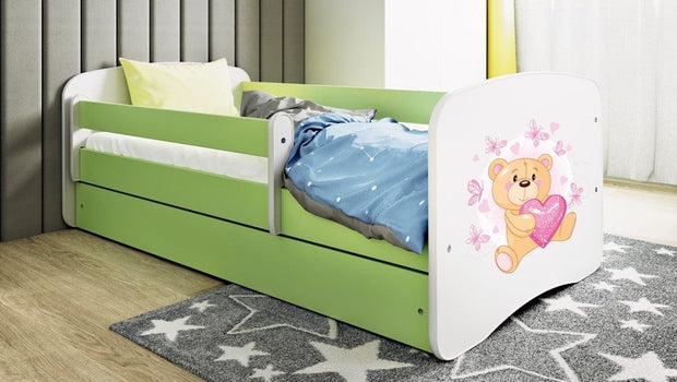 Kocot Kids Pat din pal pentru copii, Teddybear Butterflies I Verde / Alb