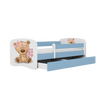 Kocot Kids Pat din pal pentru copii, Teddybear Flowers I Albastru / Alb