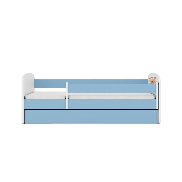 Kocot Kids Pat din pal pentru copii, Teddybear Flowers I Albastru / Alb