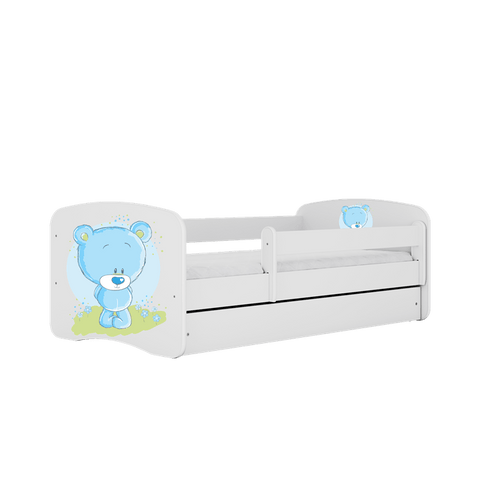 Kocot Kids 140 x 70 cm Pat din pal pentru copii, Teddybear I Alb