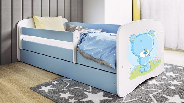 Kocot Kids Pat din pal pentru copii, Teddybear II Albastru / Alb