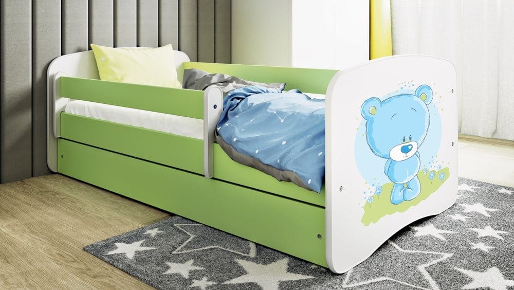 Kocot Kids Pat din pal pentru copii, Teddybear II Verde / Alb