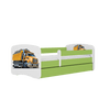Kocot Kids 140 x 70 cm Pat din pal pentru copii, Truck II Verde / Alb