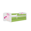 Kocot Kids 140 x 70 cm Pat din pal pentru copii, Unicorn I Verde / Alb