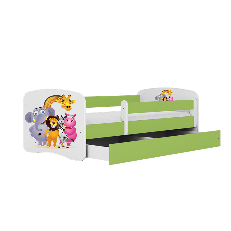 Kocot Kids Pat din pal pentru copii, Zoo II Verde / Alb