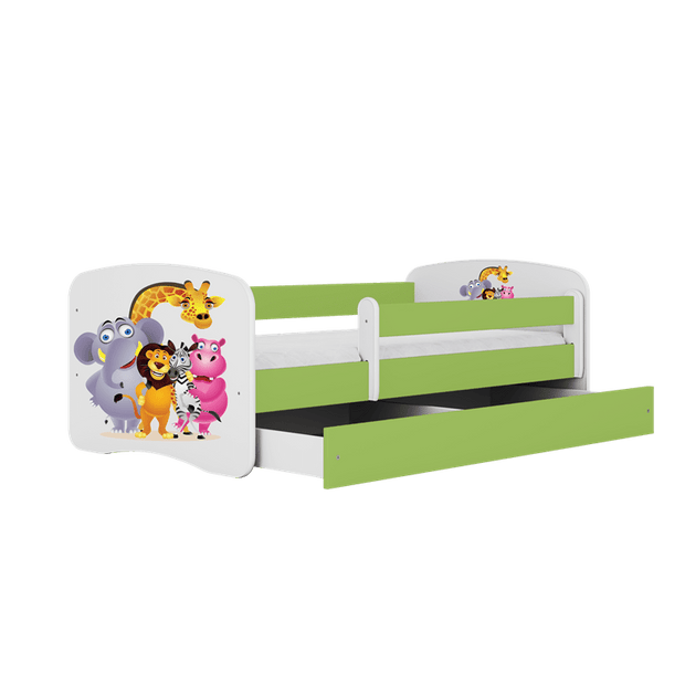 Kocot Kids Pat din pal pentru copii, Zoo II Verde / Alb