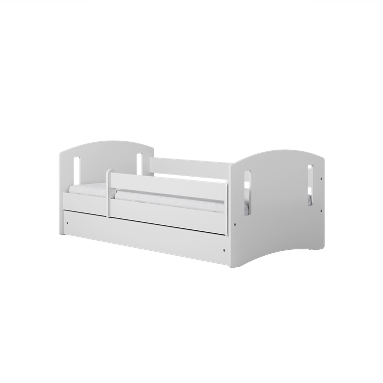 Kocot Kids Pat din pal si MDF, cu 1 sertar, pentru copii, Classic IV Alb