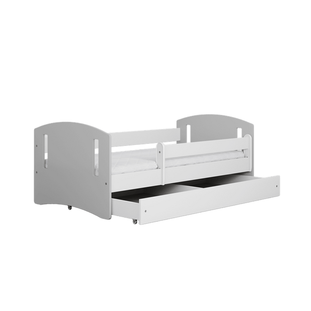 Kocot Kids Pat din pal si MDF, cu 1 sertar, pentru copii, Classic Mix IV Gri / Alb