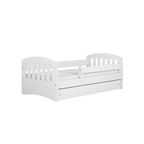 Kocot Kids 140 x 80 cm Pat din pal si MDF, cu 1 sertar, pentru copii, Classico IV Alb