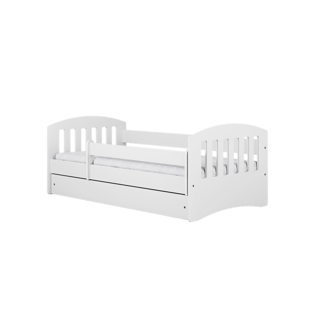 Kocot Kids Pat din pal si MDF, cu 1 sertar, pentru copii, Classico IV Alb