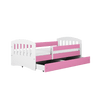 Kocot Kids Pat din pal si MDF, cu 1 sertar, pentru copii, Classico IV Roz / Alb
