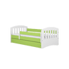 Kocot Kids Pat din pal si MDF, cu 1 sertar, pentru copii, Classico IV Verde / Alb