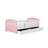 Kocot Kids Pat din pal si MDF, cu 1 sertar, pentru copii, Classico Mix Pale III Rose / Alb