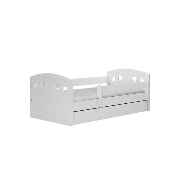 Kocot Kids 140 x 80 cm Pat din pal si MDF, cu 1 sertar, pentru copii, Julia III Alb