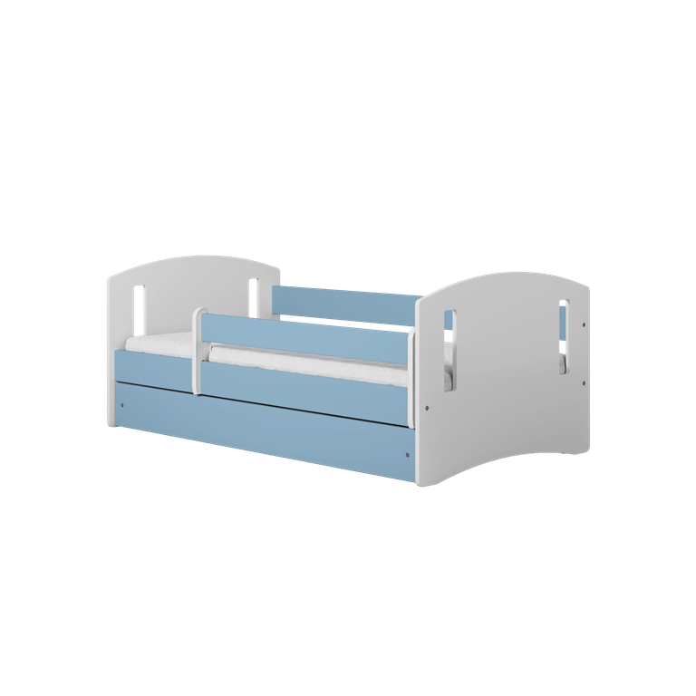 Kocot Kids Pat din pal si MDF pentru copii, Classic I Albastru / Alb