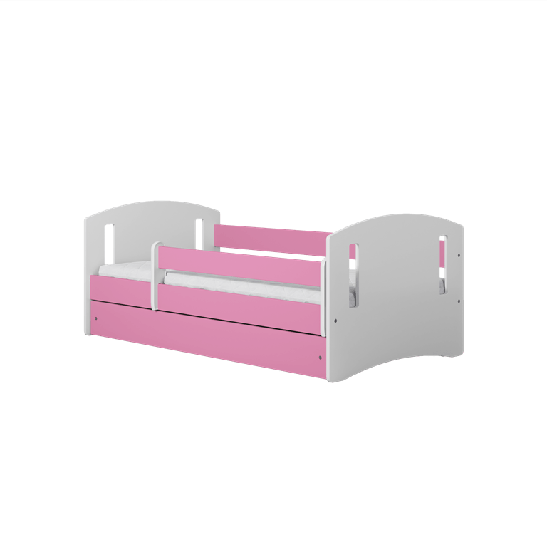 Kocot Kids Pat din pal si MDF pentru copii, Classic I Roz / Alb