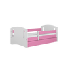 Kocot Kids 140 x 80 cm Pat din pal si MDF pentru copii, Classic II Roz / Alb
