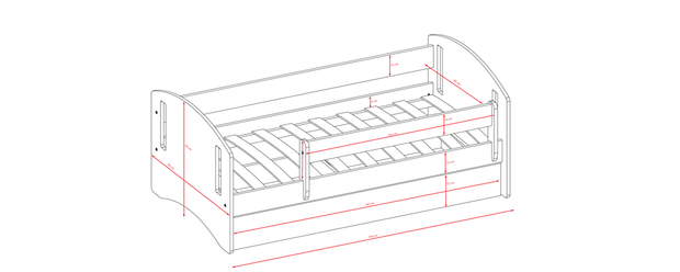 Kocot Kids Pat din pal si MDF pentru copii, Classic Mix II Gri / Alb