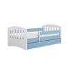 Kocot Kids 140 x 80 cm Pat din pal si MDF pentru copii, Classico I Albastru / Alb
