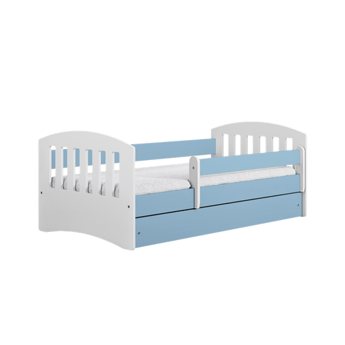 Kocot Kids 140 x 80 cm Pat din pal si MDF pentru copii, Classico I Albastru / Alb