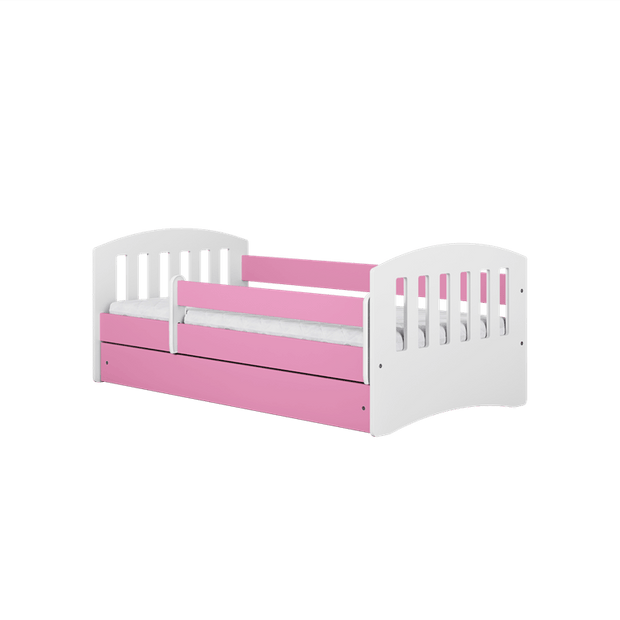 Kocot Kids Pat din pal si MDF pentru copii, Classico I Roz / Alb