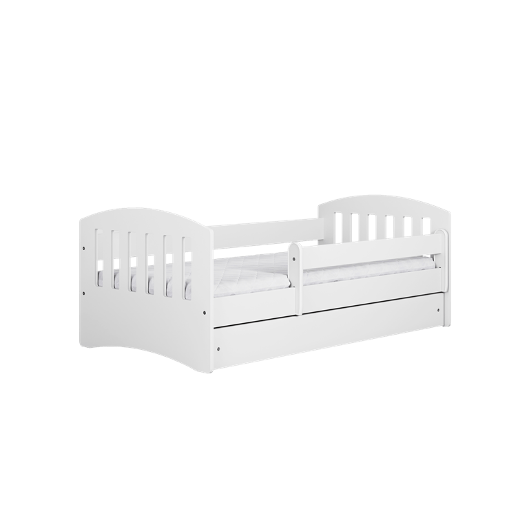 Kocot Kids 140 x 80 cm Pat din pal si MDF pentru copii, Classico II Alb