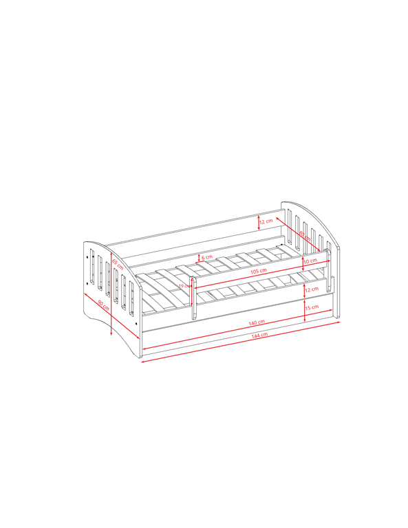 Kocot Kids Pat din pal si MDF pentru copii, Classico Mix Pale II Rose / Alb