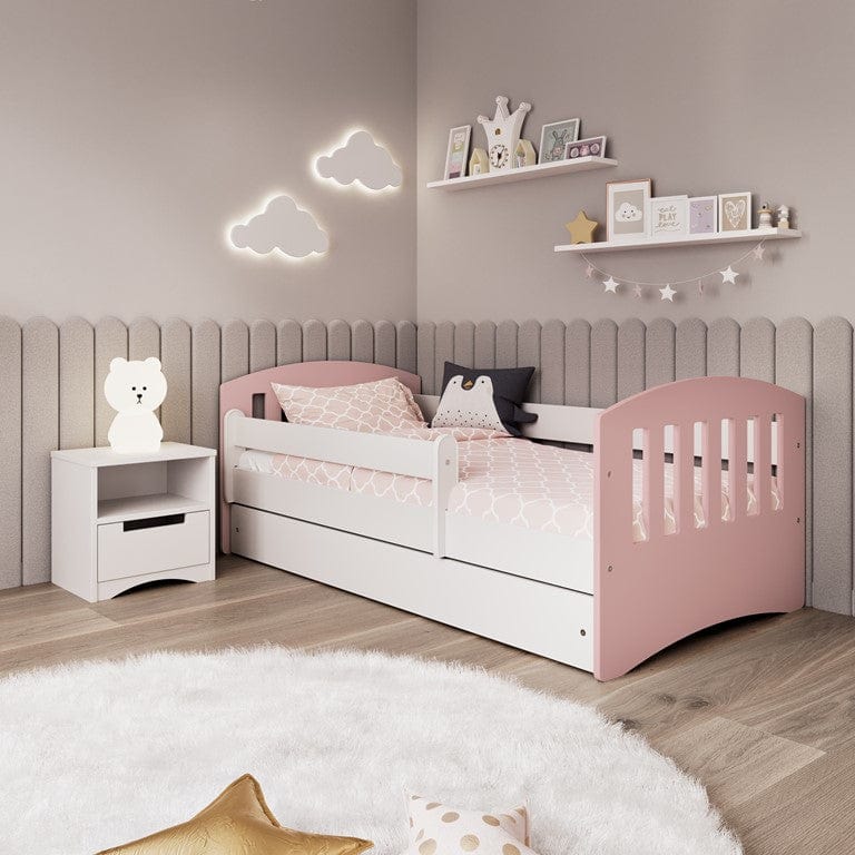 Kocot Kids Pat din pal si MDF pentru copii, Classico Mix Pale II Rose / Alb