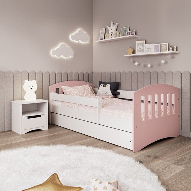 Kocot Kids Pat din pal si MDF pentru copii, Classico Mix Pale II Rose / Alb