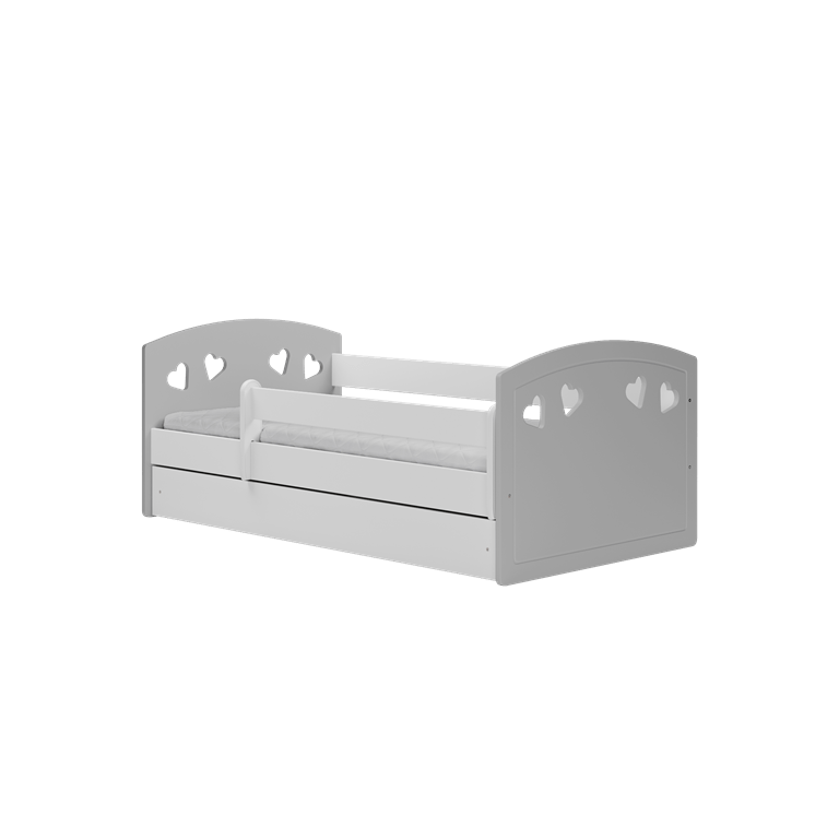 Kocot Kids Pat din pal si MDF pentru copii, Julia Mix II Gri / Alb