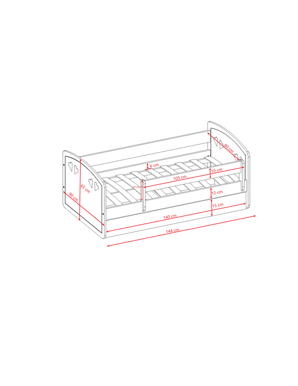 Kocot Kids Pat din pal si MDF pentru copii, Julia Mix II Gri / Alb