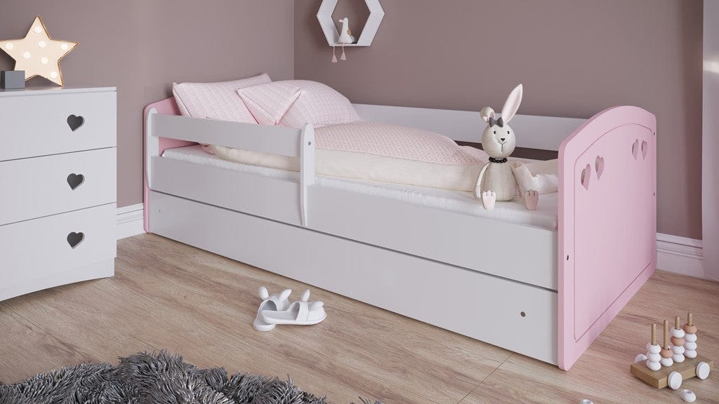 Kocot Kids Pat din pal si MDF pentru copii, Julia Mix Pale II Rose / Alb