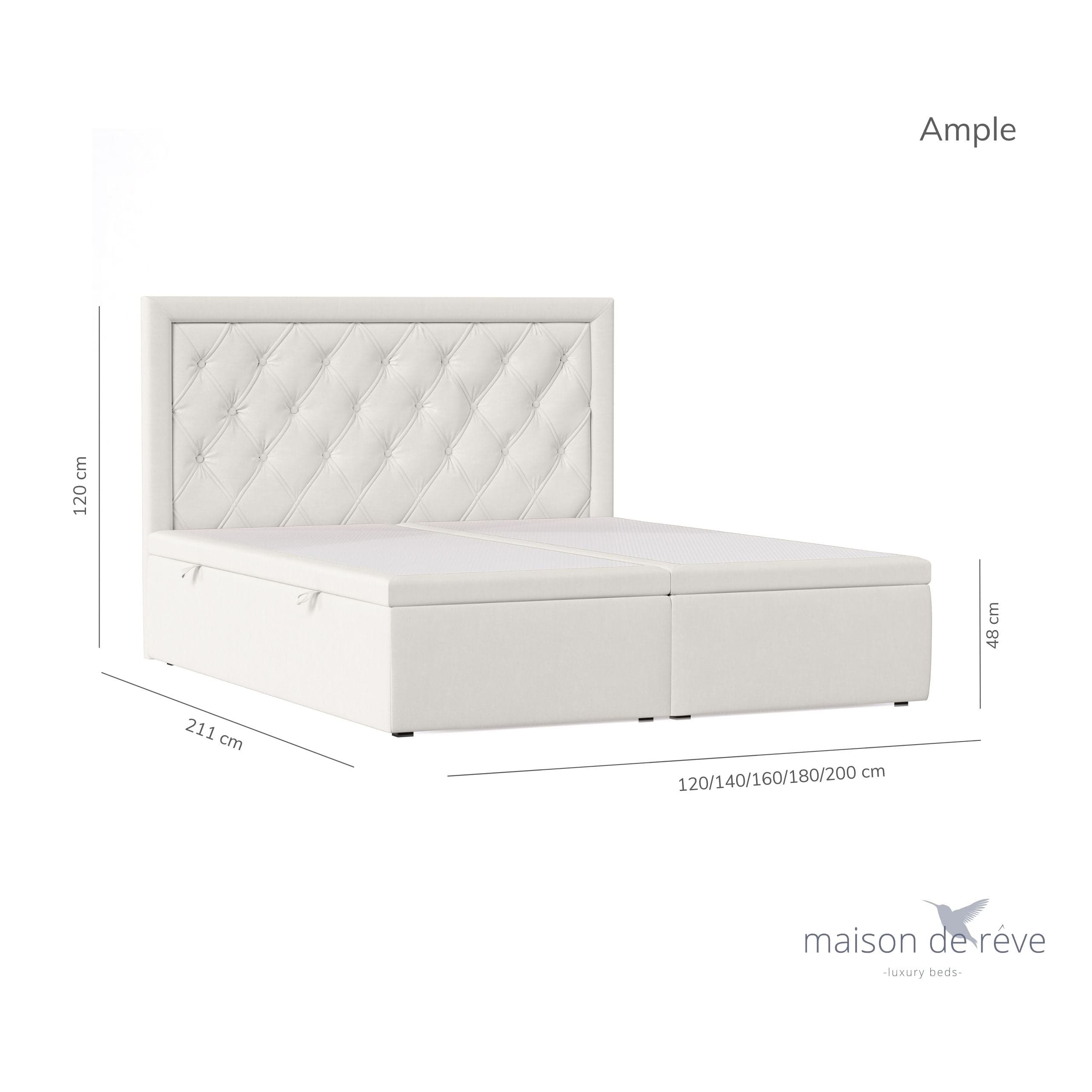 Pat rabatabil cu lada de depozitare, tapitat cu stofa, Ample Velvet Alb (9)