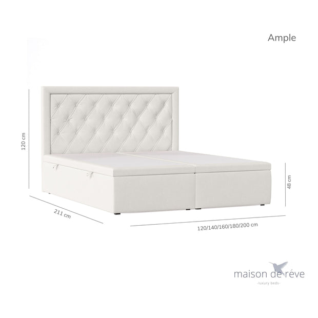 Pat rabatabil cu lada de depozitare, tapitat cu stofa, Ample Velvet Alb (9)