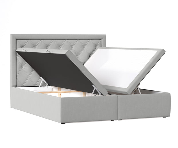 Pat rabatabil cu lada de depozitare, tapitat cu stofa, Ample Velvet Gri (1)