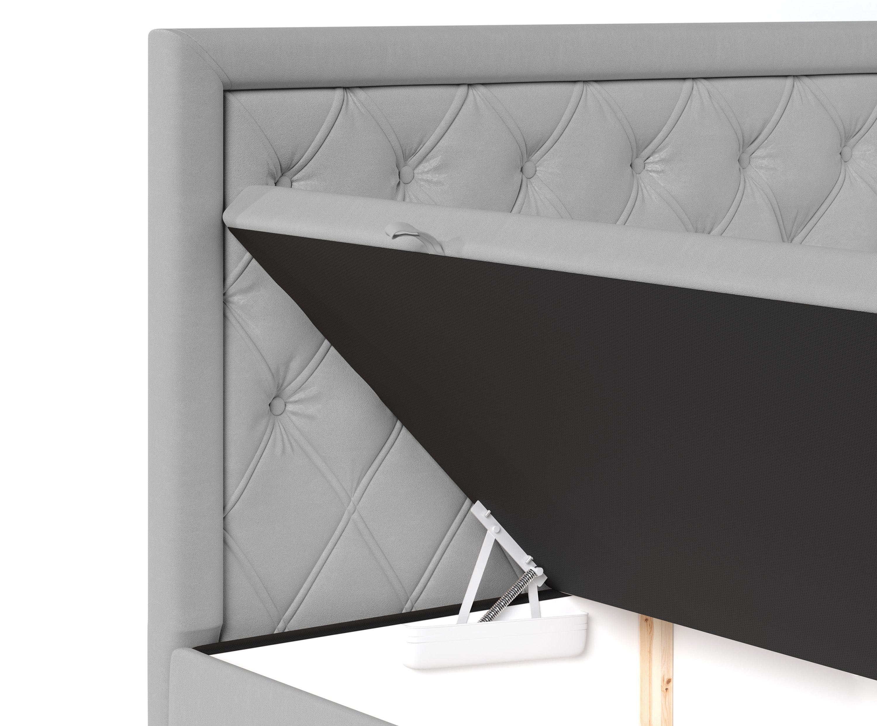 Johnsonstyle Pat rabatabil cu lada de depozitare, tapitat cu stofa, Ample Velvet Gri