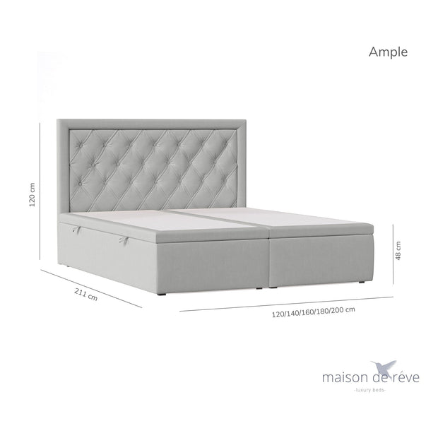 Pat rabatabil cu lada de depozitare, tapitat cu stofa, Ample Velvet Gri (10)