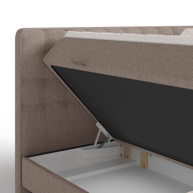 Johnsonstyle Pat rabatabil cu lada de depozitare, tapitat cu stofa, Annakie Boxspring Bej