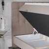 Johnsonstyle Pat rabatabil cu lada de depozitare, tapitat cu stofa, Annakie Boxspring Bej